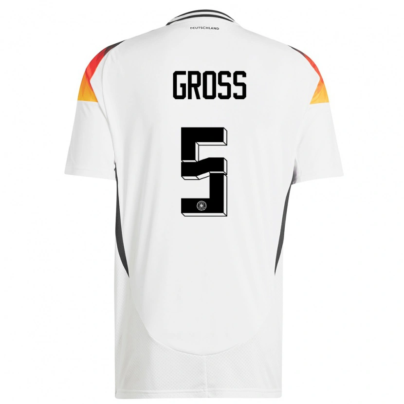 Danxen Femme Maillot Allemagne Pascal Groß #5 Blanc Tenues Domicile 24-26 T-Shirt