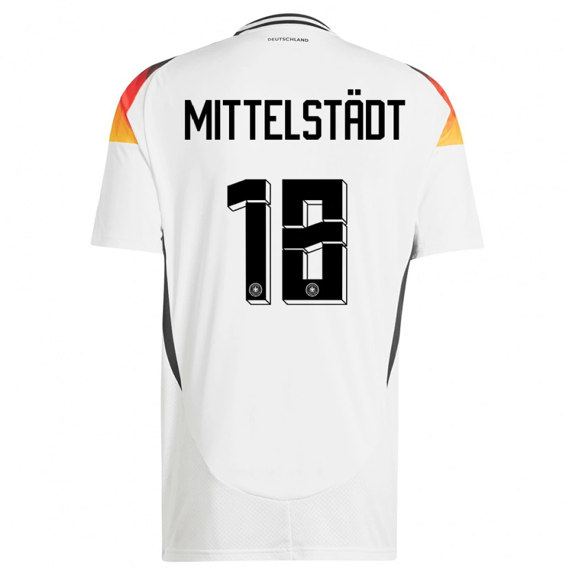 Danxen Femme Maillot Allemagne Maximilian Mittelstädt #18 Blanc Tenues Domicile 24-26 T-Shirt