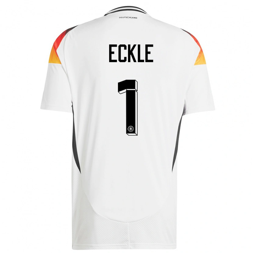 Danxen Femme Maillot Allemagne Philipp Eckle #1 Blanc Tenues Domicile 24-26 T-Shirt