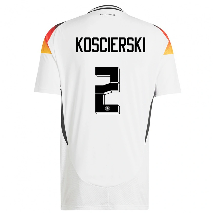 Danxen Femme Maillot Allemagne Kacper Koscierski #2 Blanc Tenues Domicile 24-26 T-Shirt