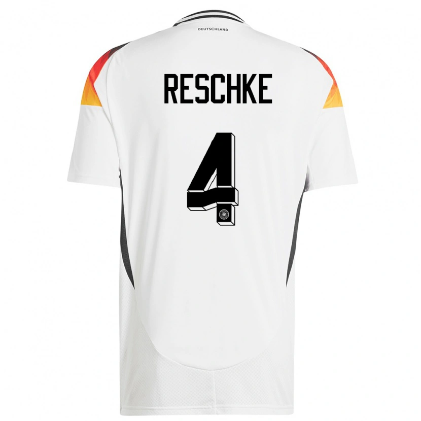 Danxen Femme Maillot Allemagne Gianluca Reschke #4 Blanc Tenues Domicile 24-26 T-Shirt