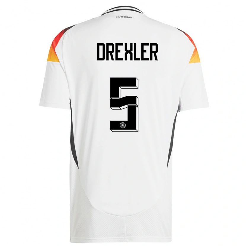 Danxen Femme Maillot Allemagne Tim Drexler #5 Blanc Tenues Domicile 24-26 T-Shirt