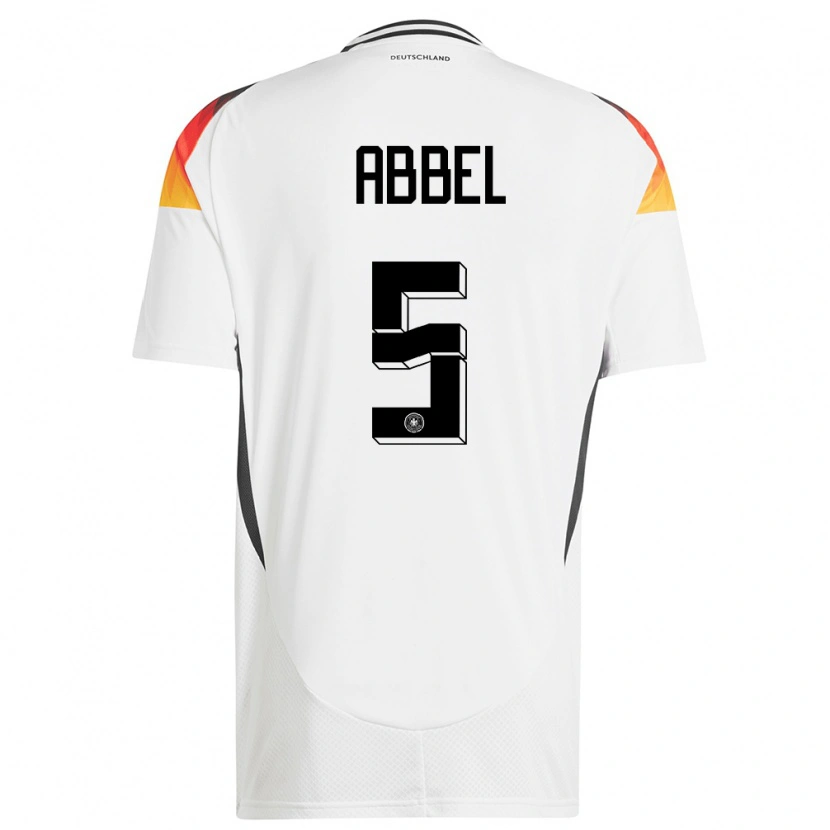 Danxen Femme Maillot Allemagne Erik Abbel #5 Blanc Tenues Domicile 24-26 T-Shirt