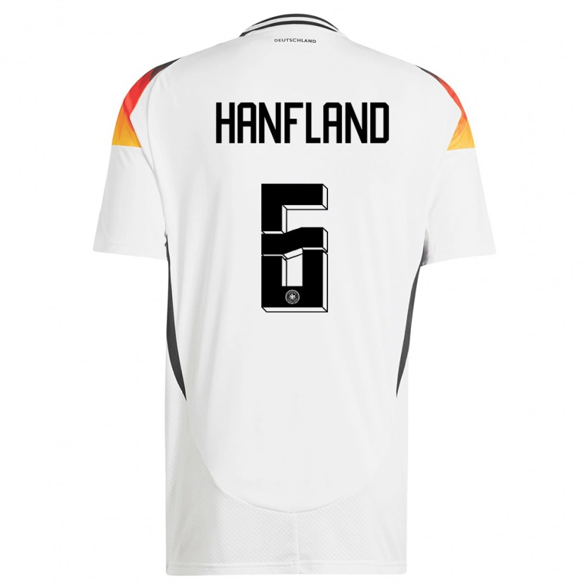 Danxen Femme Maillot Allemagne Paul Hanfland #6 Blanc Tenues Domicile 24-26 T-Shirt