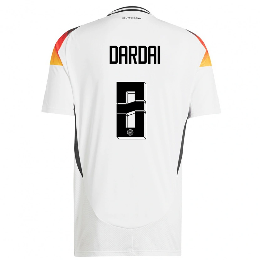 Danxen Femme Maillot Allemagne Bence Dárdai #8 Blanc Tenues Domicile 24-26 T-Shirt