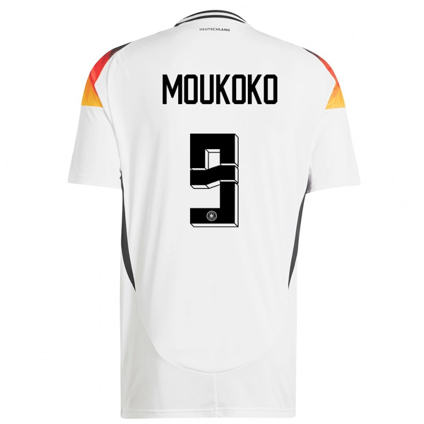 Danxen Femme Maillot Allemagne Youssoufa Moukoko #9 Blanc Tenues Domicile 24-26 T-Shirt
