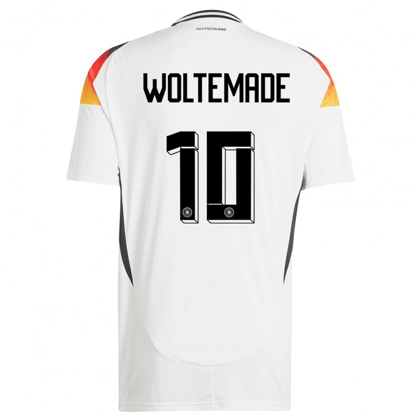 Danxen Femme Maillot Allemagne Nick Woltemade #10 Blanc Tenues Domicile 24-26 T-Shirt
