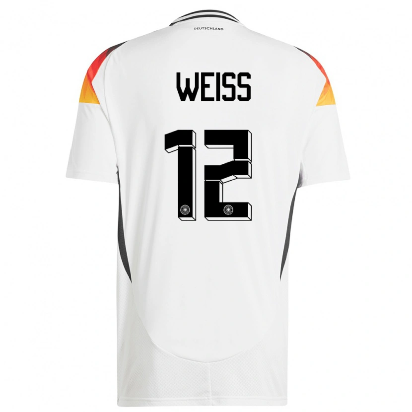 Danxen Femme Maillot Allemagne Max Weiß #12 Blanc Tenues Domicile 24-26 T-Shirt