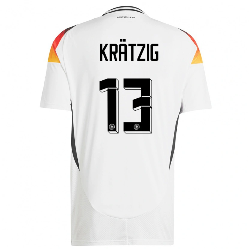 Danxen Femme Maillot Allemagne Frans Krätzig #13 Blanc Tenues Domicile 24-26 T-Shirt