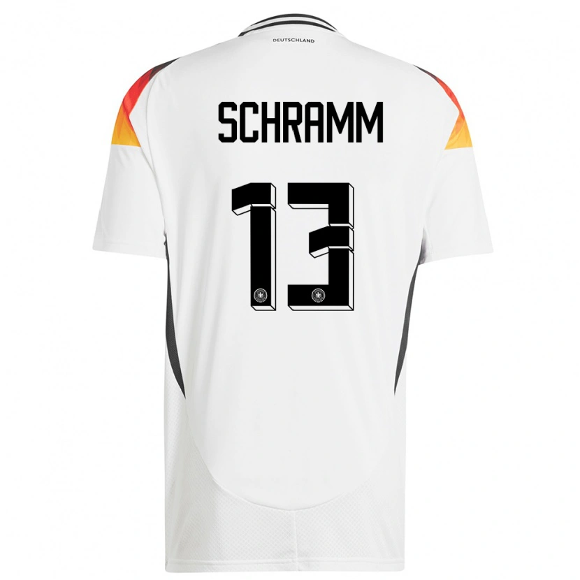 Danxen Femme Maillot Allemagne Collin Schramm #13 Blanc Tenues Domicile 24-26 T-Shirt
