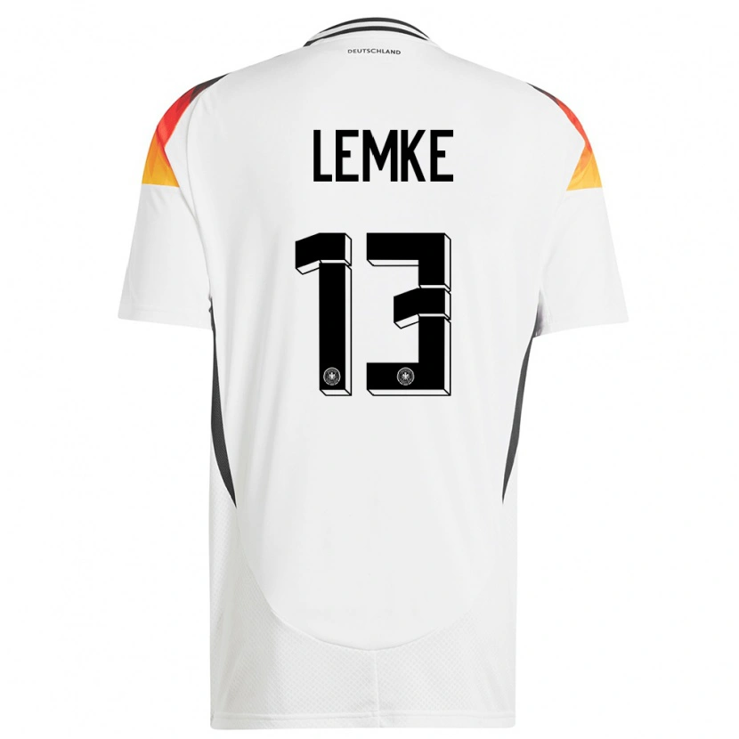 Danxen Femme Maillot Allemagne Louis Lemke #13 Blanc Tenues Domicile 24-26 T-Shirt