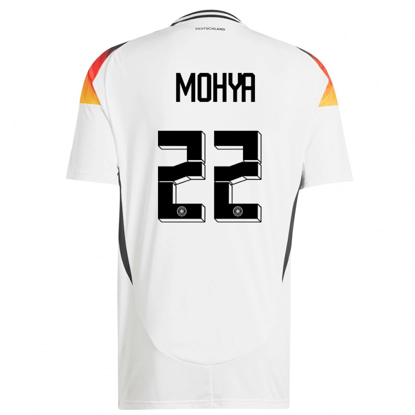 Danxen Femme Maillot Allemagne Wael Mohya #22 Blanc Tenues Domicile 24-26 T-Shirt