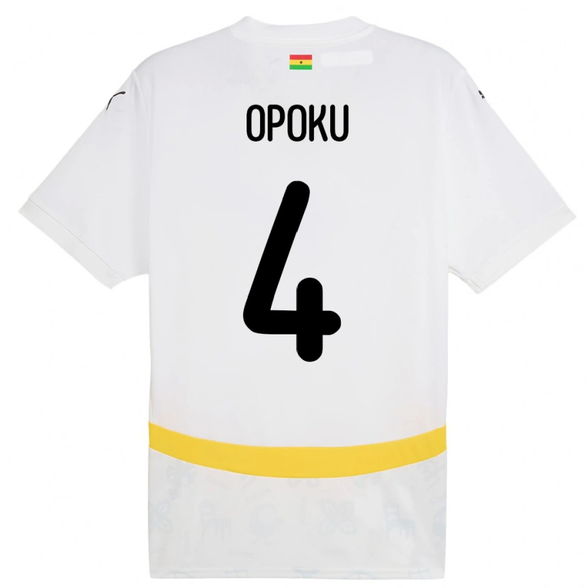 Danxen Femme Maillot Ghana Nicholas Opoku #4 Blanc Tenues Domicile 24-26 T-Shirt