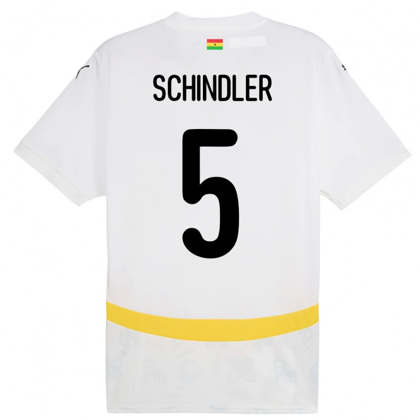 Danxen Femme Maillot Ghana Kingsley Schindler #5 Blanc Tenues Domicile 24-26 T-Shirt
