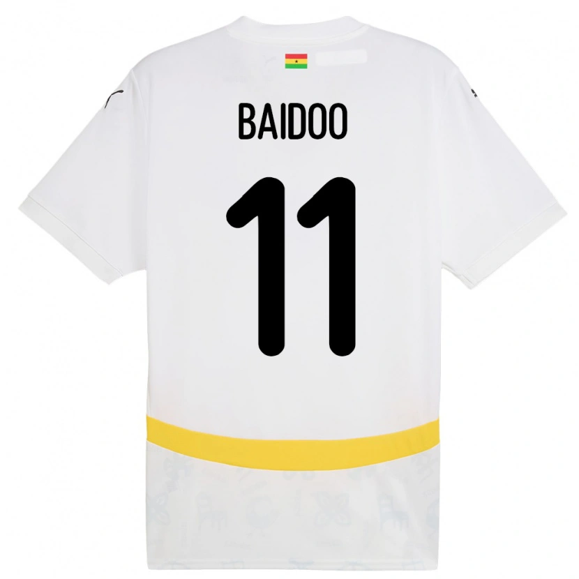 Danxen Femme Maillot Ghana Michael Baidoo #11 Blanc Tenues Domicile 24-26 T-Shirt