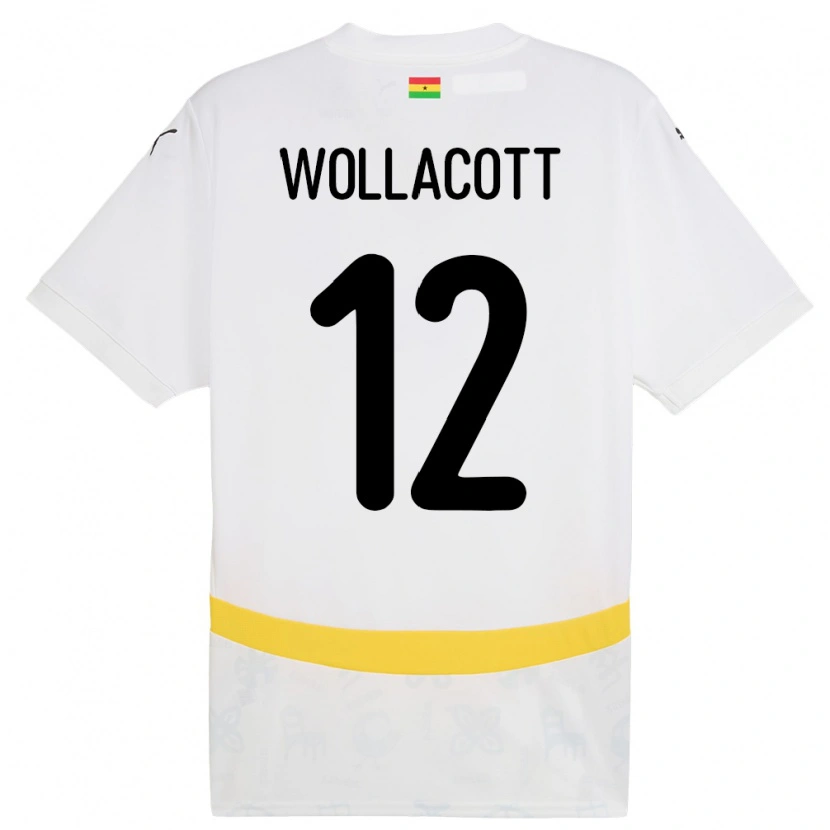 Danxen Femme Maillot Ghana Joe Wollacott #12 Blanc Tenues Domicile 24-26 T-Shirt