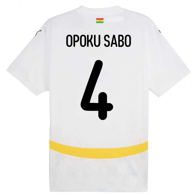 Danxen Femme Maillot Ghana Alex Opoku Sabo #4 Blanc Tenues Domicile 24-26 T-Shirt