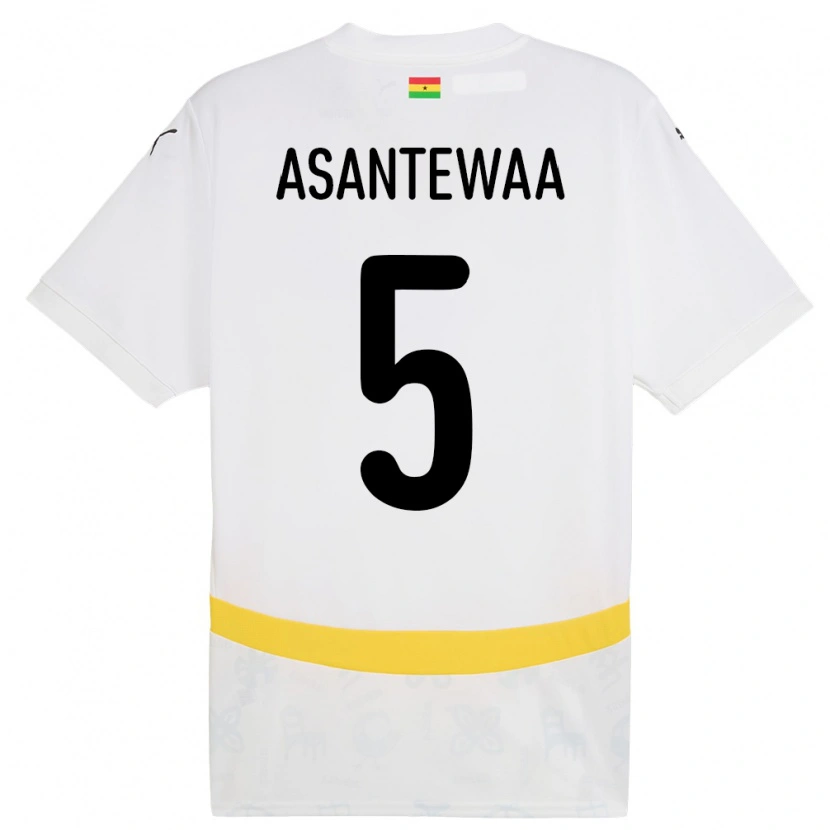 Danxen Femme Maillot Ghana Grace Asantewaa #5 Blanc Tenues Domicile 24-26 T-Shirt