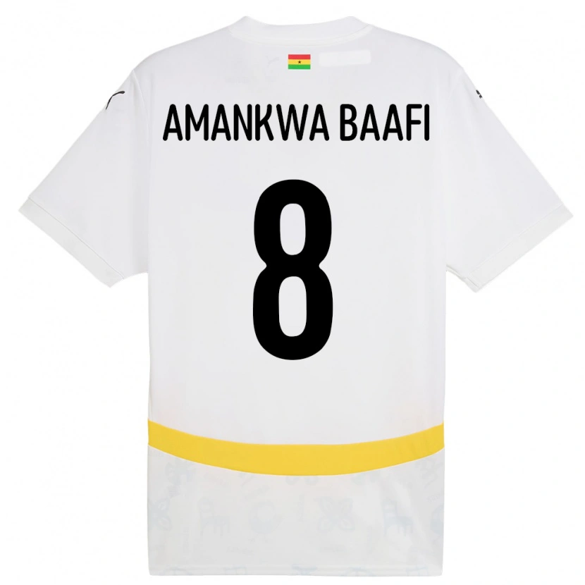 Danxen Femme Maillot Ghana Yaw Amankwa Baafi #8 Blanc Tenues Domicile 24-26 T-Shirt