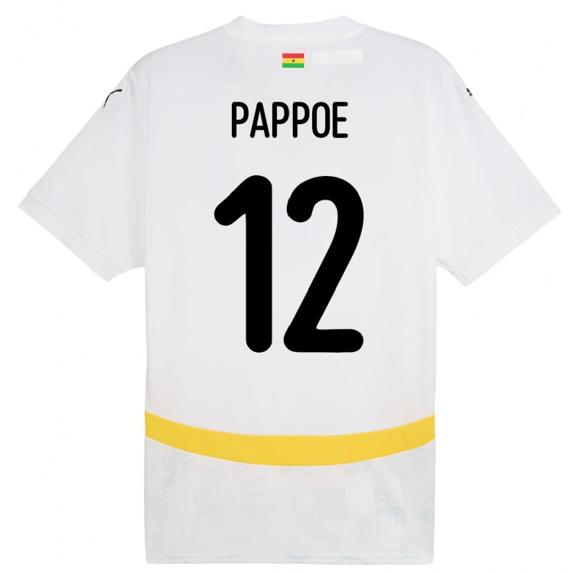 Danxen Femme Maillot Ghana Isaac Pappoe #12 Blanc Tenues Domicile 24-26 T-Shirt