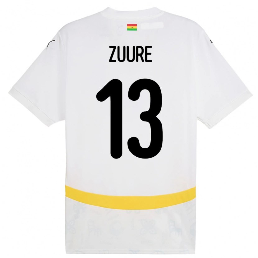Danxen Femme Maillot Ghana Moses Salifu Bawa Zuure #13 Blanc Tenues Domicile 24-26 T-Shirt