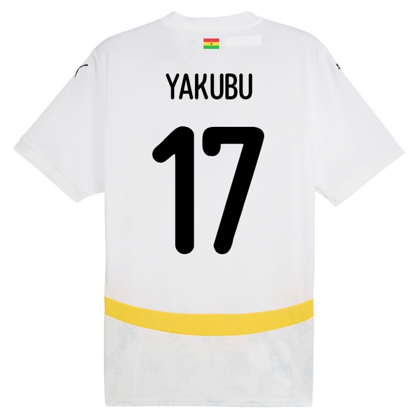 Danxen Femme Maillot Ghana Mustapha Yakubu #17 Blanc Tenues Domicile 24-26 T-Shirt