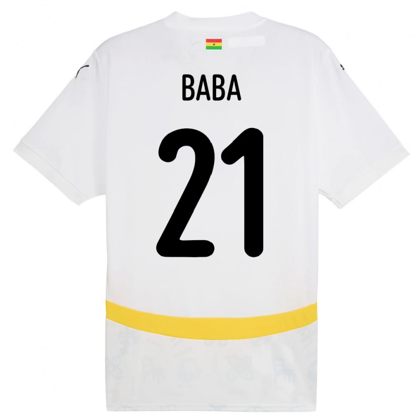 Danxen Femme Maillot Ghana Iddrisu Baba #21 Blanc Tenues Domicile 24-26 T-Shirt