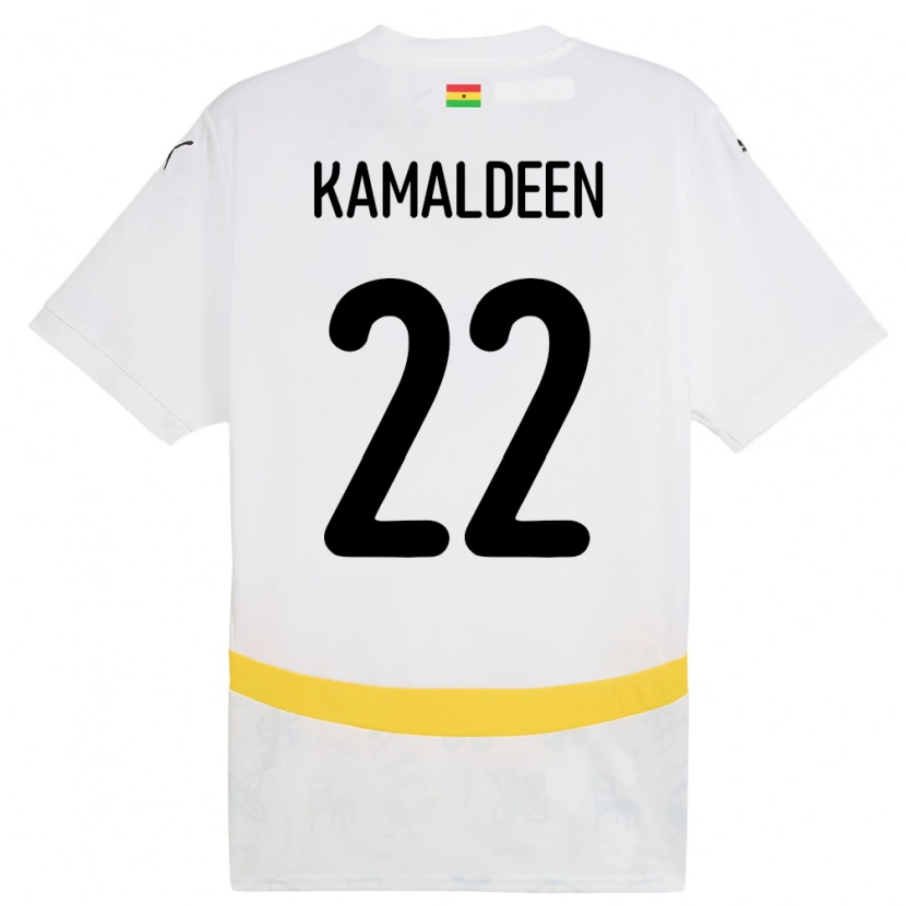 Danxen Femme Maillot Ghana Kamaldeen Sulemana #22 Blanc Tenues Domicile 24-26 T-Shirt