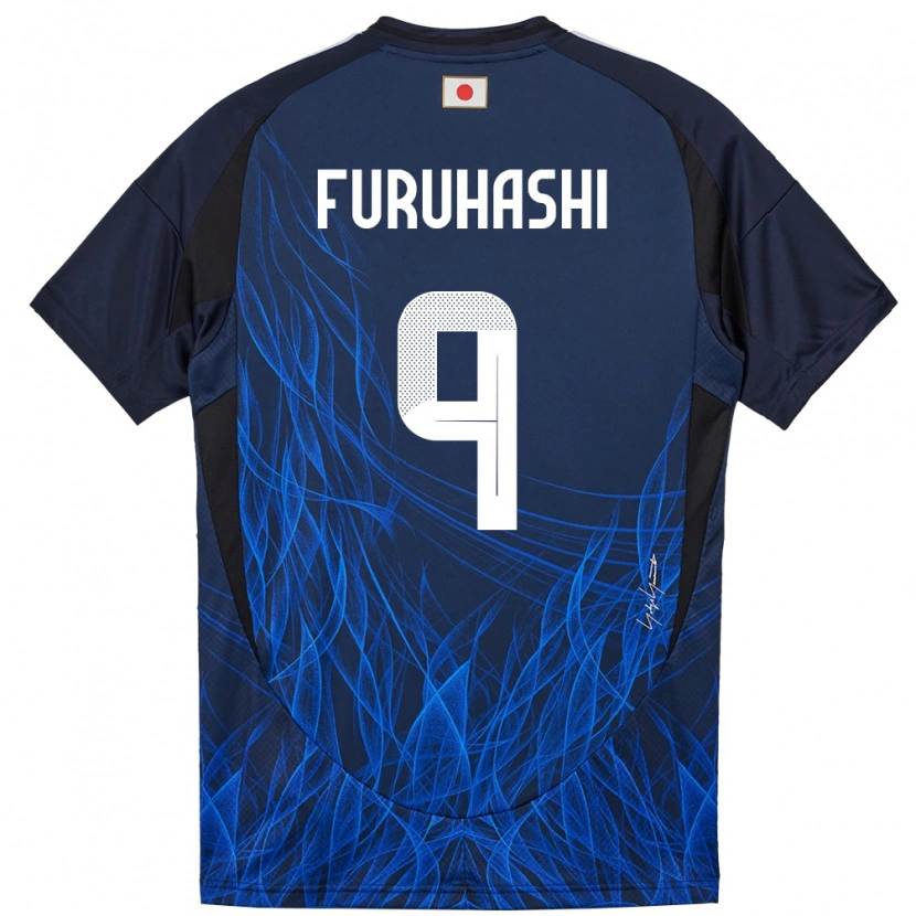 Danxen Femme Maillot Japon Kyogo Furuhashi #9 Bleu Foncé Tenues Domicile 24-26 T-Shirt