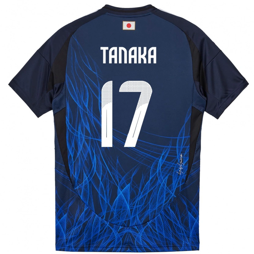 Danxen Femme Maillot Japon Ao Tanaka #17 Bleu Foncé Tenues Domicile 24-26 T-Shirt