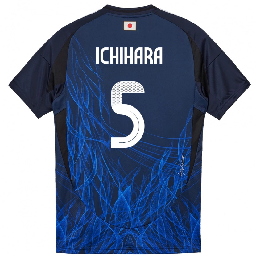 Danxen Femme Maillot Japon Rion Ichihara #5 Bleu Foncé Tenues Domicile 24-26 T-Shirt