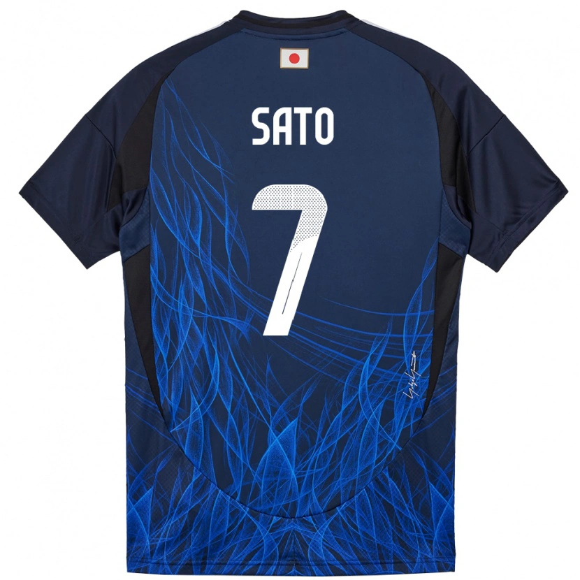 Danxen Femme Maillot Japon Ryunosuke Sato #7 Bleu Foncé Tenues Domicile 24-26 T-Shirt