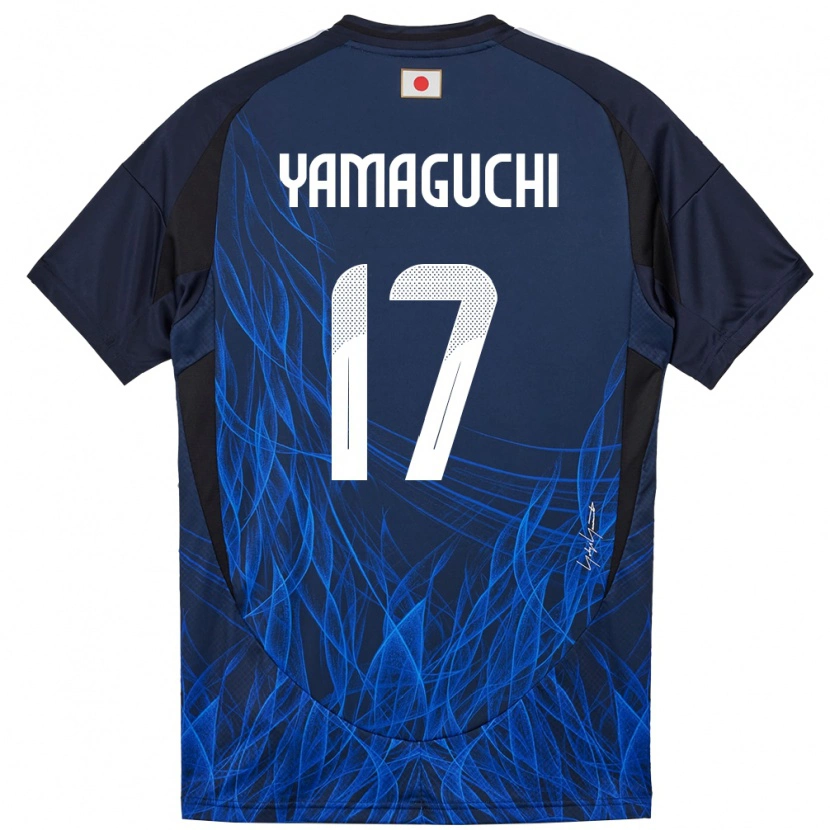 Danxen Femme Maillot Japon Taiyo Yamaguchi #17 Bleu Foncé Tenues Domicile 24-26 T-Shirt