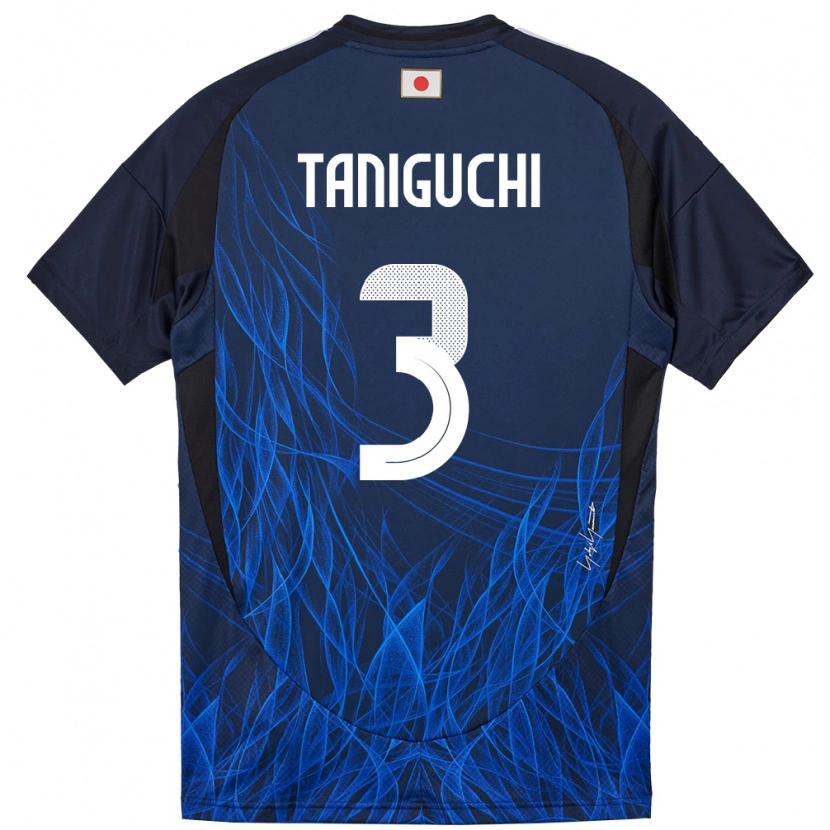 Danxen Femme Maillot Japon Shogo Taniguchi #3 Bleu Foncé Tenues Domicile 24-26 T-Shirt