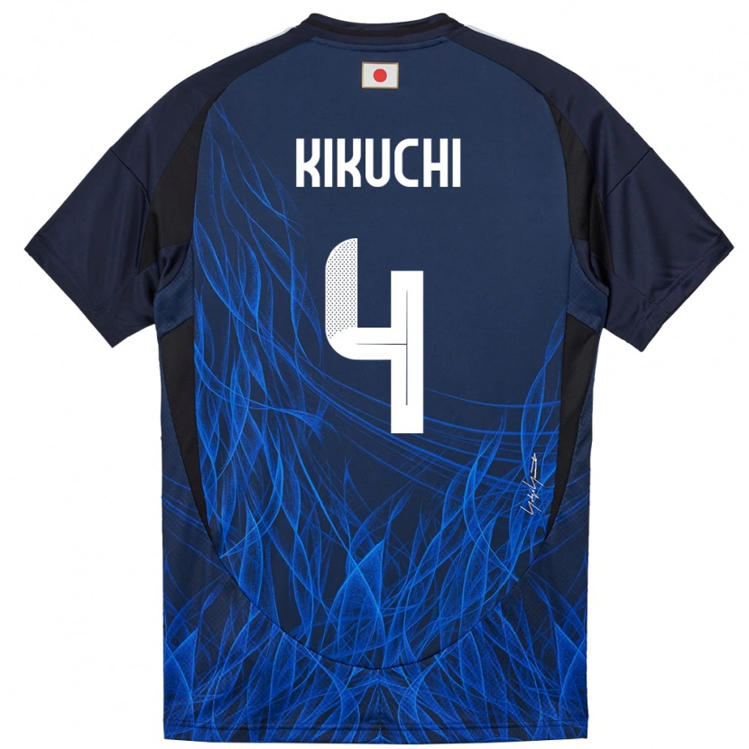 Danxen Femme Maillot Japon Shuta Kikuchi #4 Bleu Foncé Tenues Domicile 24-26 T-Shirt