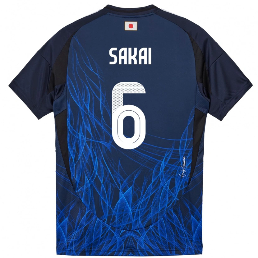 Danxen Femme Maillot Japon Shunya Sakai #6 Bleu Foncé Tenues Domicile 24-26 T-Shirt