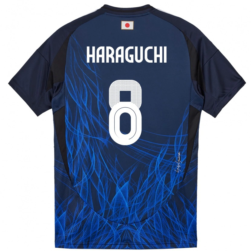 Danxen Femme Maillot Japon Genki Haraguchi #8 Bleu Foncé Tenues Domicile 24-26 T-Shirt
