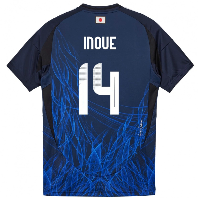 Danxen Femme Maillot Japon Ayaka Inoue #14 Bleu Foncé Tenues Domicile 24-26 T-Shirt