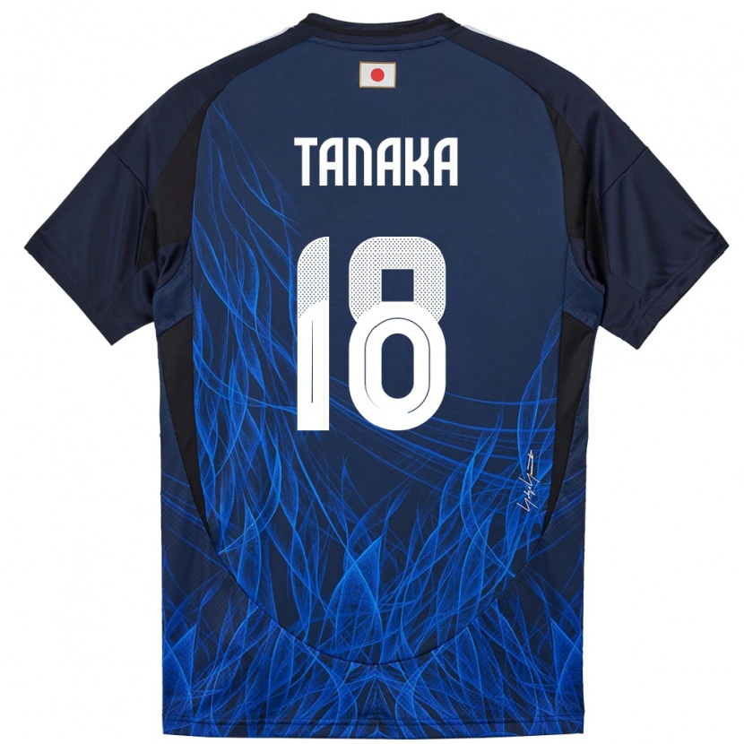 Danxen Femme Maillot Japon Momoko Tanaka #18 Bleu Foncé Tenues Domicile 24-26 T-Shirt