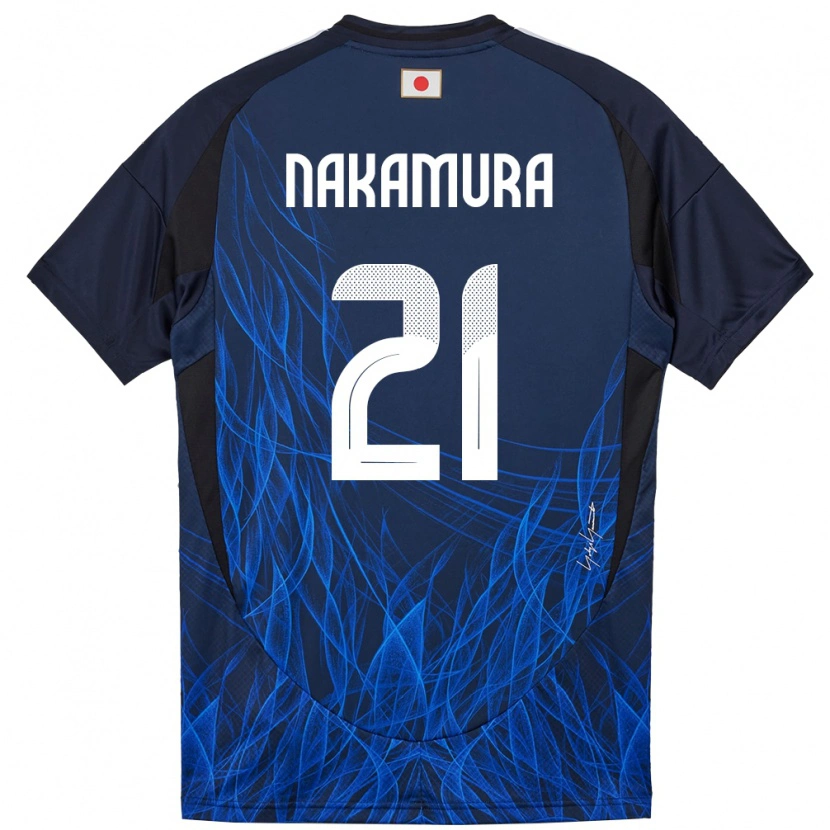Danxen Femme Maillot Japon Jiro Nakamura #21 Bleu Foncé Tenues Domicile 24-26 T-Shirt