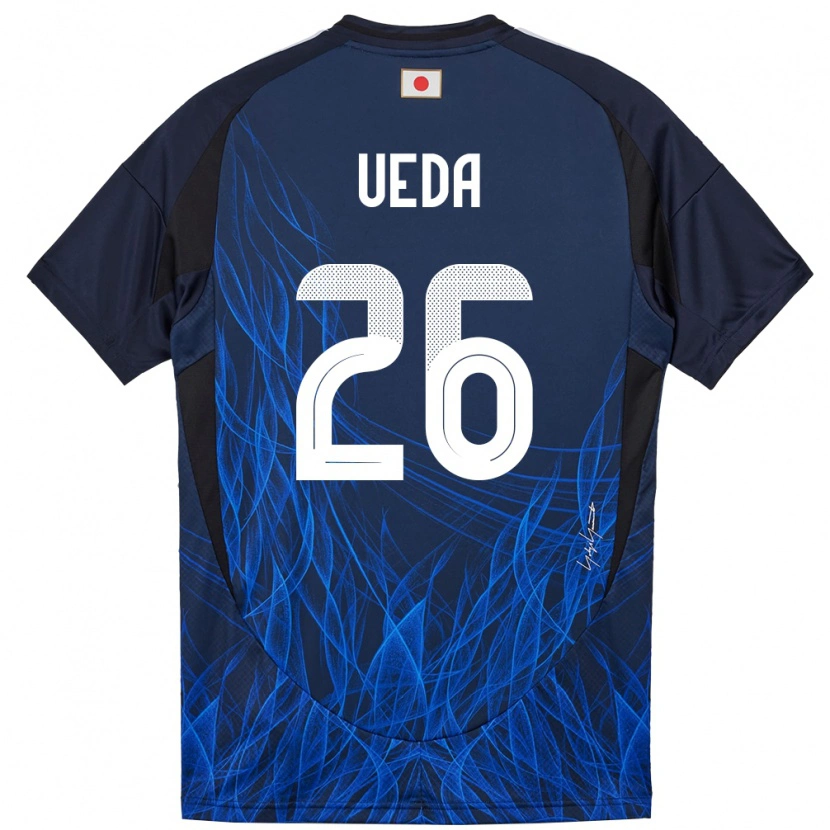 Danxen Femme Maillot Japon Ayase Ueda #26 Bleu Foncé Tenues Domicile 24-26 T-Shirt