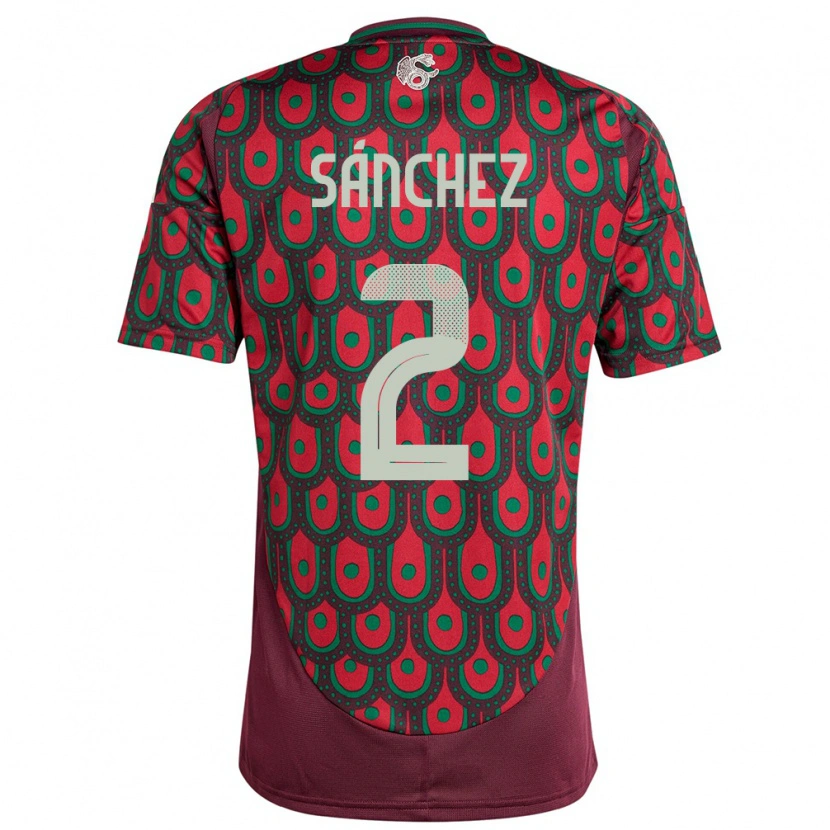 Danxen Femme Maillot Mexique Jorge Sánchez #2 Bordeaux Tenues Domicile 24-26 T-Shirt