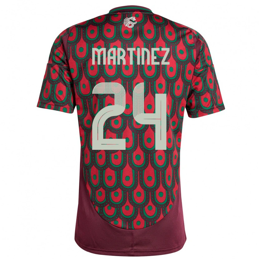 Danxen Femme Maillot Mexique Guillermo Martínez #24 Bordeaux Tenues Domicile 24-26 T-Shirt