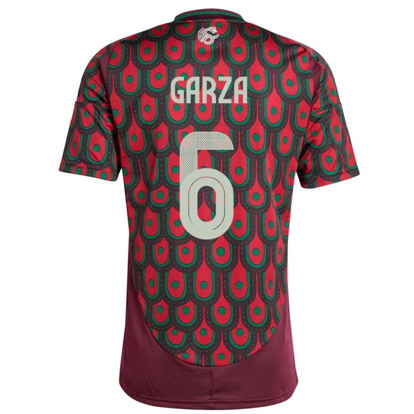 Danxen Femme Maillot Mexique César Garza #6 Bordeaux Tenues Domicile 24-26 T-Shirt