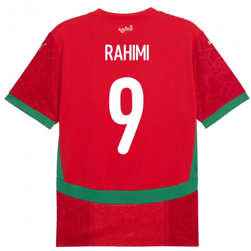 Danxen Femme Maillot Maroc Soufiane Rahimi #9 Rouge Tenues Domicile 24-26 T-Shirt