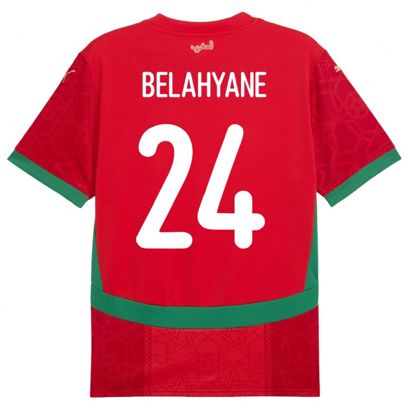 Danxen Femme Maillot Maroc Reda Belahyane #24 Rouge Tenues Domicile 24-26 T-Shirt