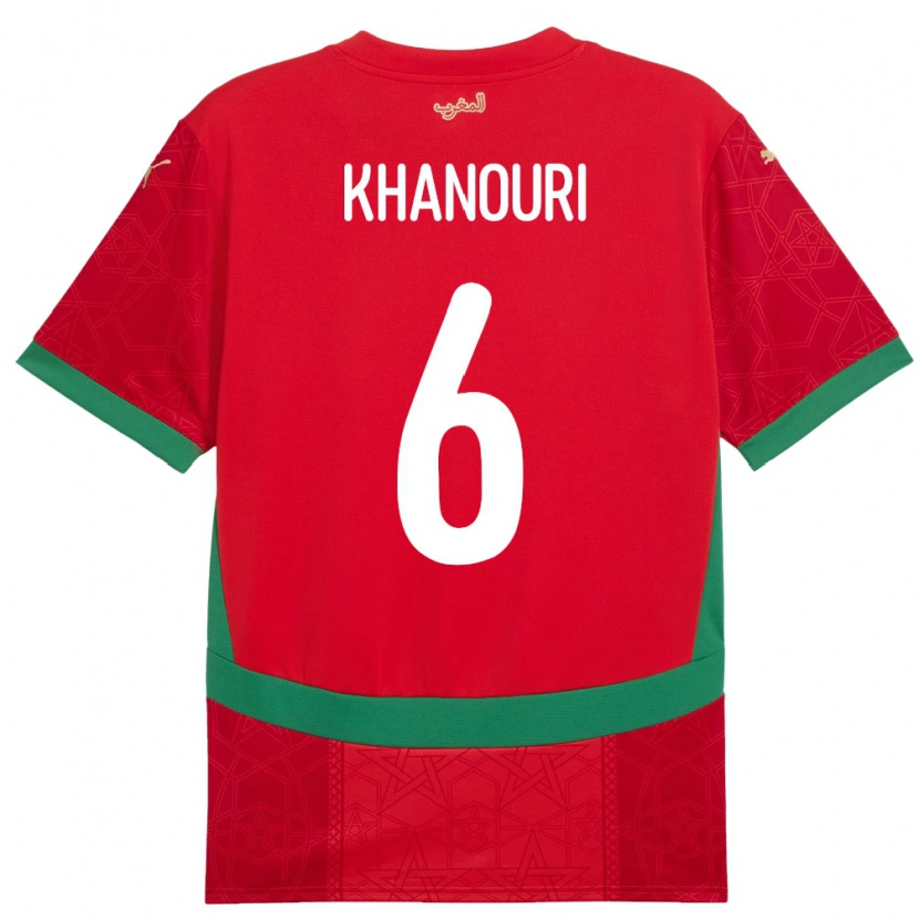 Danxen Femme Maillot Maroc Adam Khanouri #6 Rouge Tenues Domicile 24-26 T-Shirt