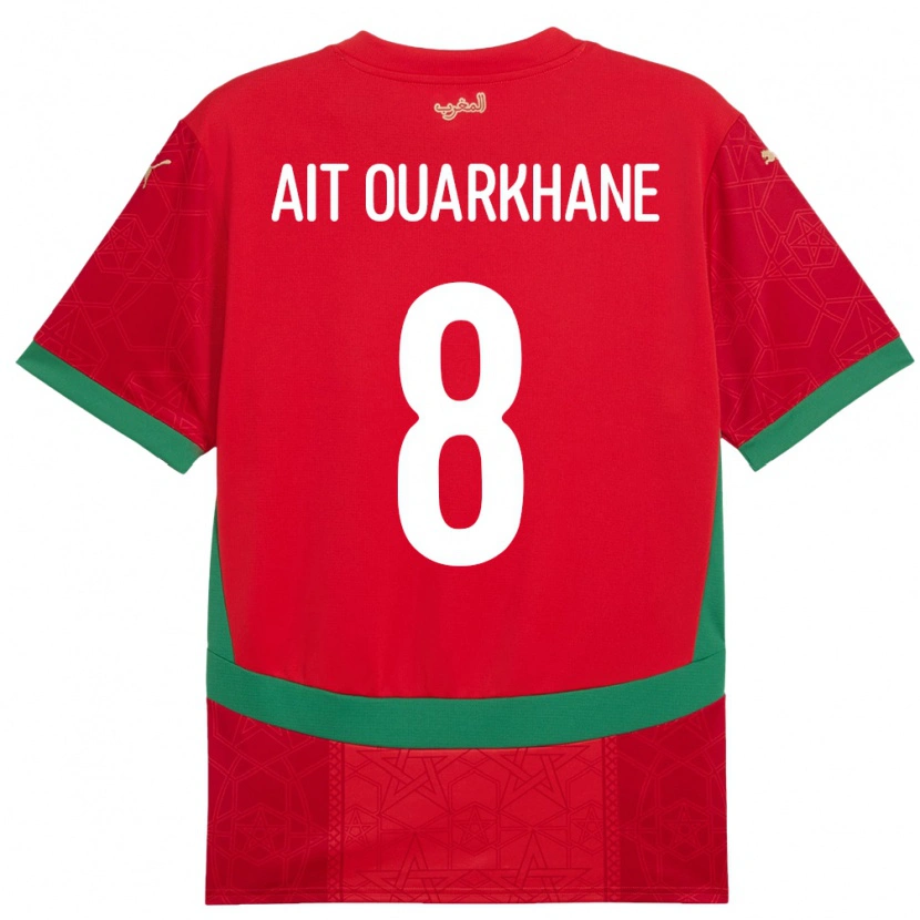 Danxen Femme Maillot Maroc Khalid Aït Ouarkhane #8 Rouge Tenues Domicile 24-26 T-Shirt