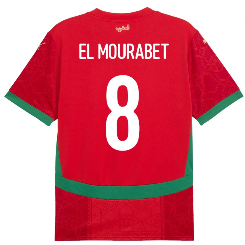 Danxen Femme Maillot Maroc Samir El Mourabet #8 Rouge Tenues Domicile 24-26 T-Shirt