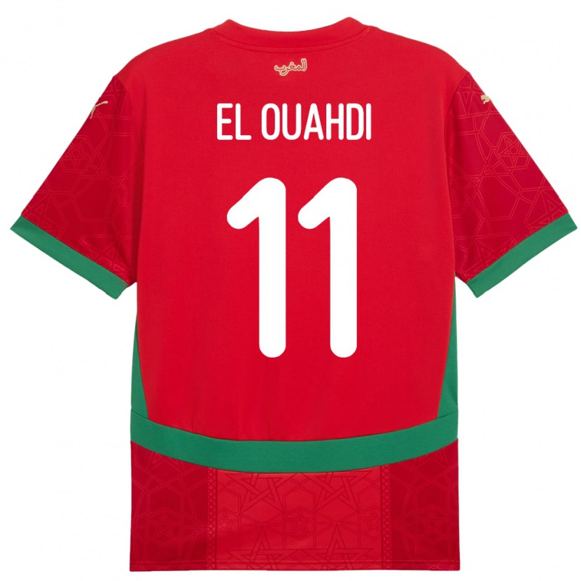 Danxen Femme Maillot Maroc Zakaria El Ouahdi #11 Rouge Tenues Domicile 24-26 T-Shirt